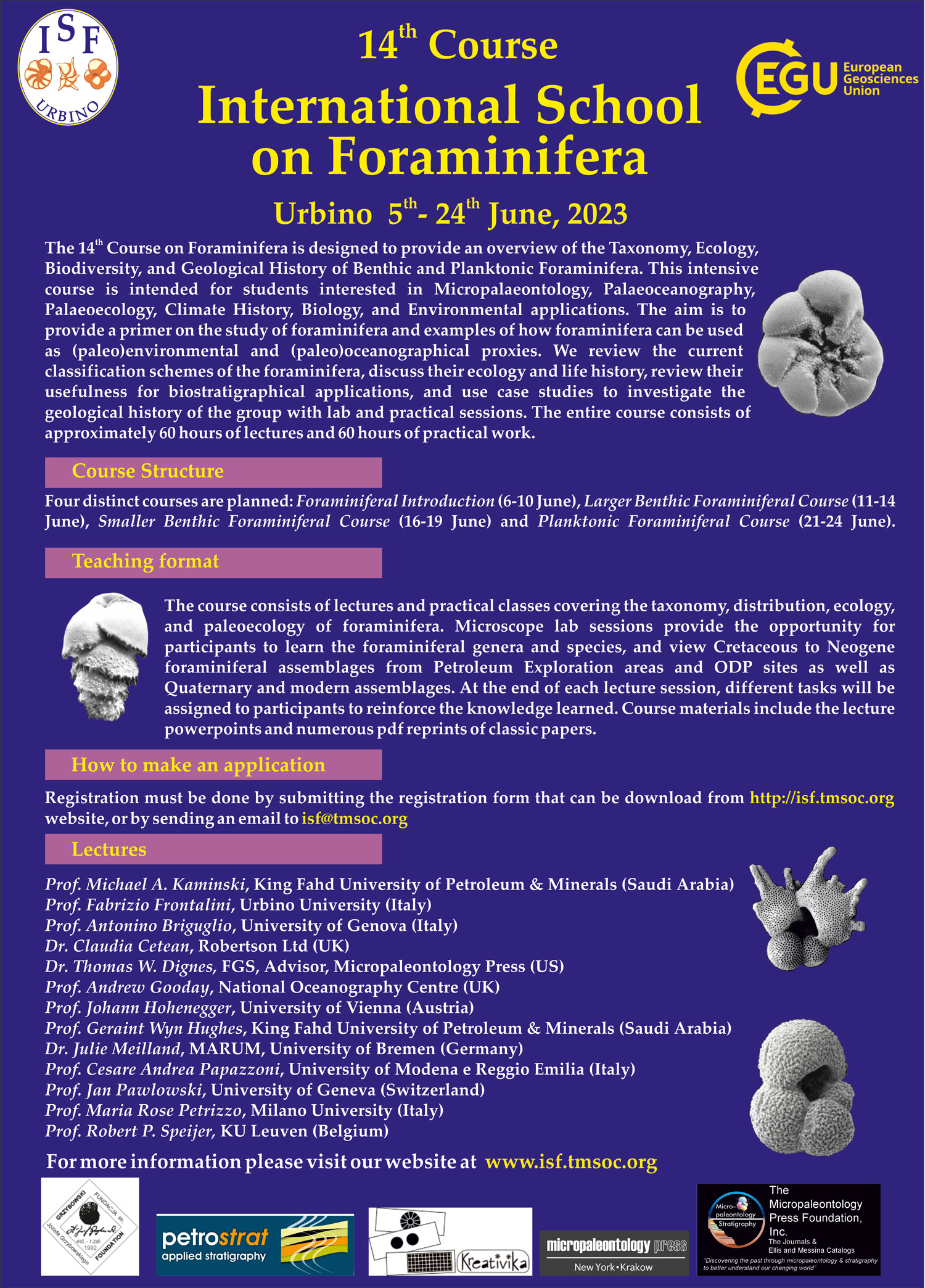 Leaflet 14th Course International School on Foraminifera