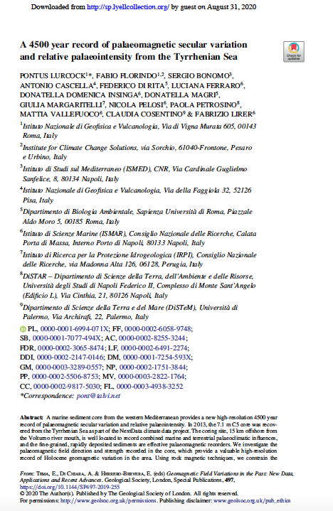 A 4500 year record of palaeomagnetic secular variation and relative palaeointensity from the Tyrrhenian S